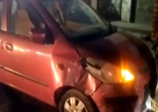 तेज रफ्तार कार ने बाइक सवार को मारी टक्कर